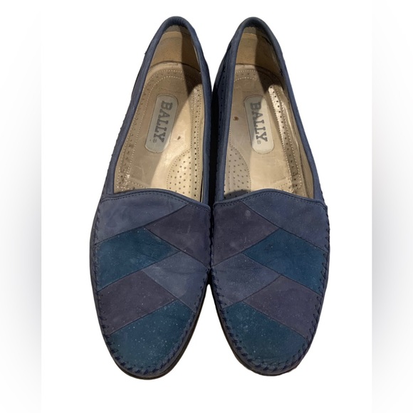 Bally Other - 🌟SOLD💕Bally Mens Blue Leather Suede Herringbone Pattern Slip on LoafersSize 11